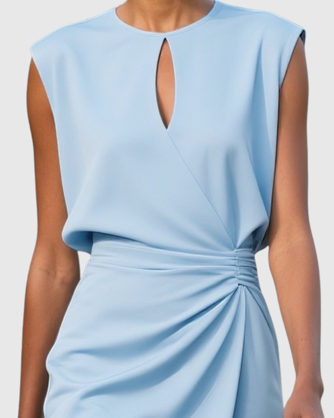 Elegante midi-jurk met gerimpelde taille