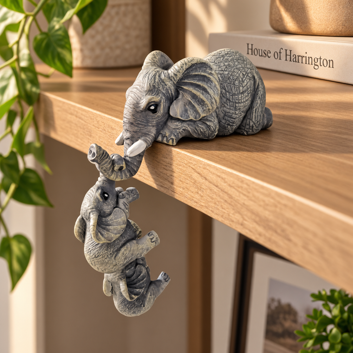 Retro olifantenbeeldjes - Decoratieve set van 3 in hars