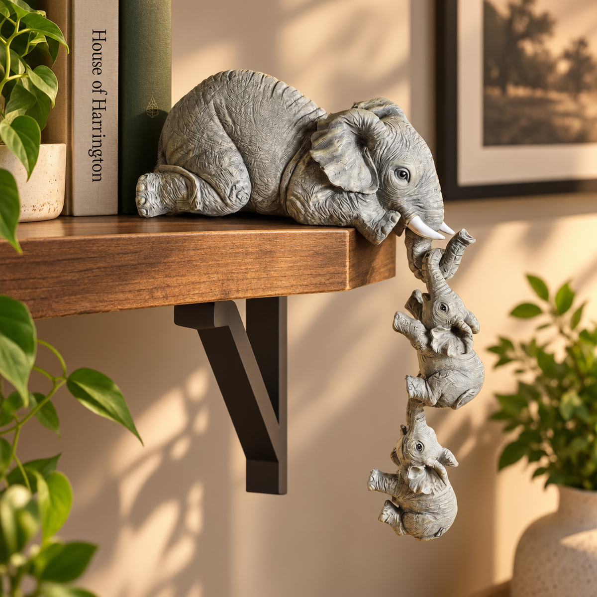 Retro olifantenbeeldjes - Decoratieve set van 3 in hars