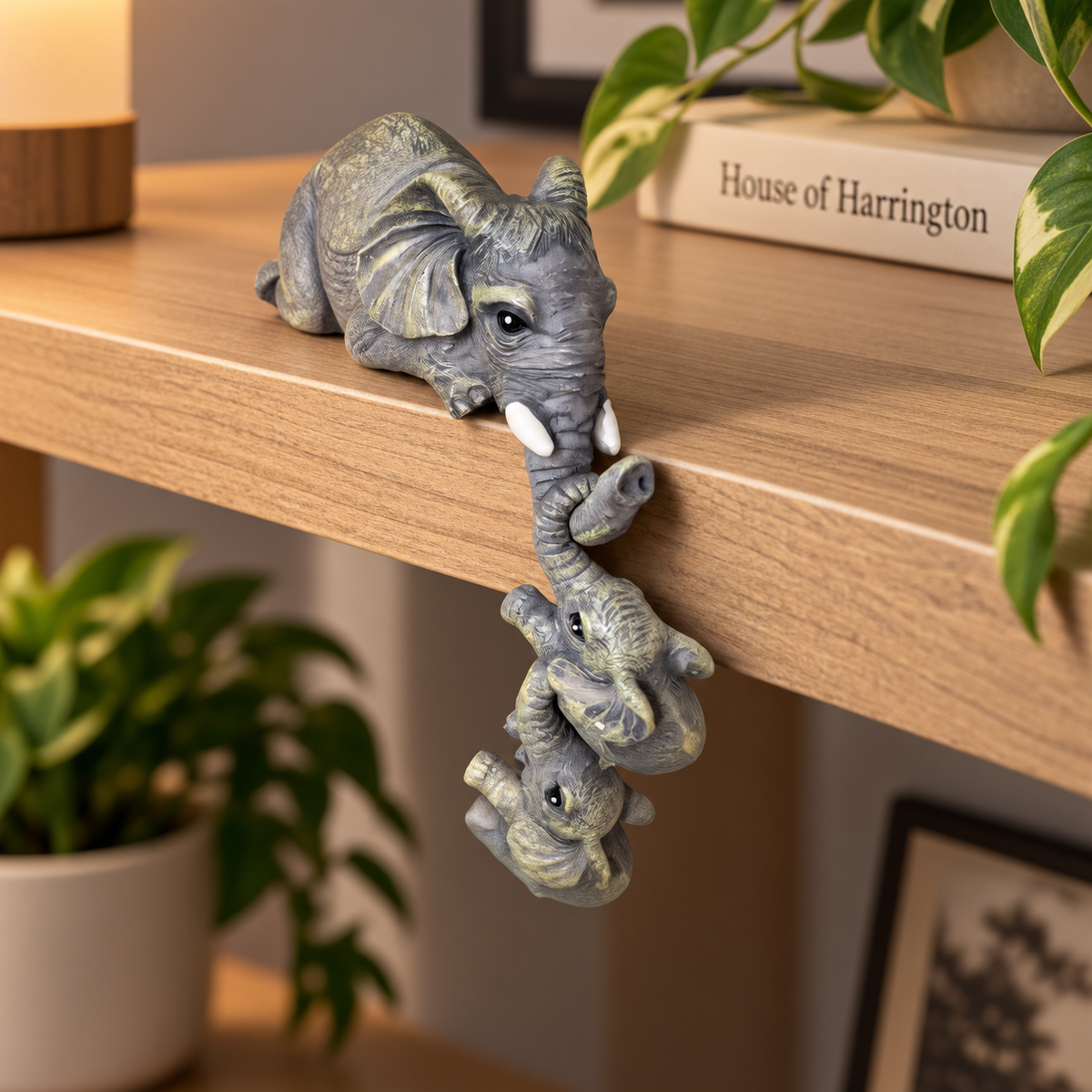 Retro olifantenbeeldjes - Decoratieve set van 3 in hars