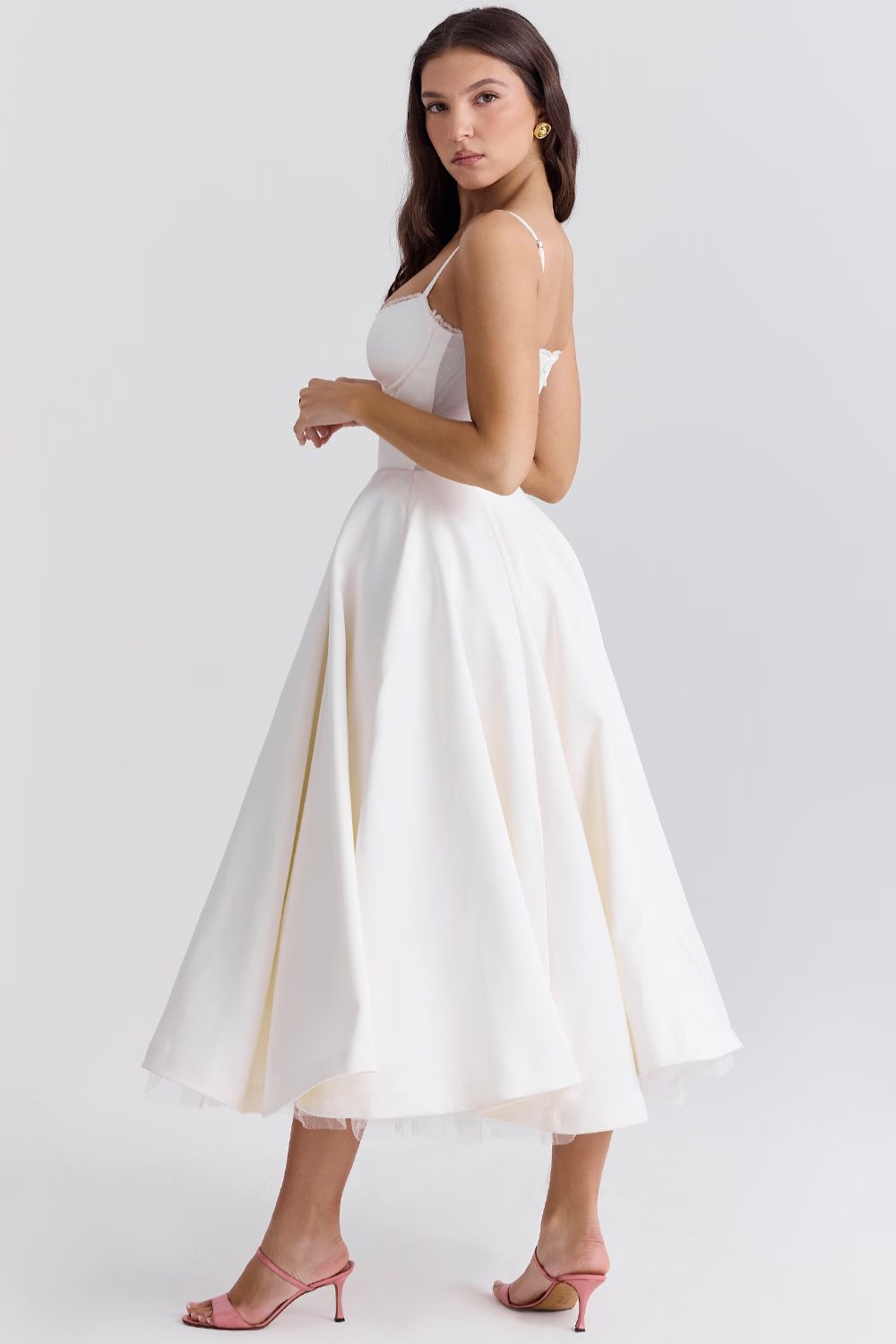 Elegante maxi-jurk met aansluitende top en uitlopende rok