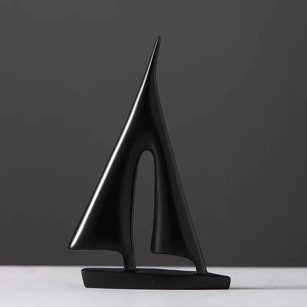 Minimalistisch zeilbootbeeld - Nautische decoratie van polyresin