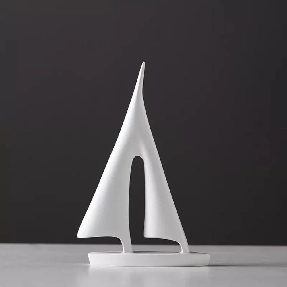 Minimalistisch zeilbootbeeld - Nautische decoratie van polyresin