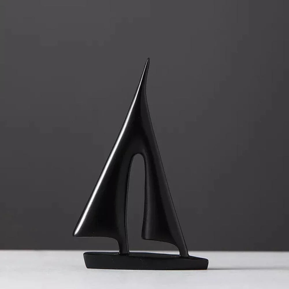 Minimalistisch zeilbootbeeld - Nautische decoratie van polyresin