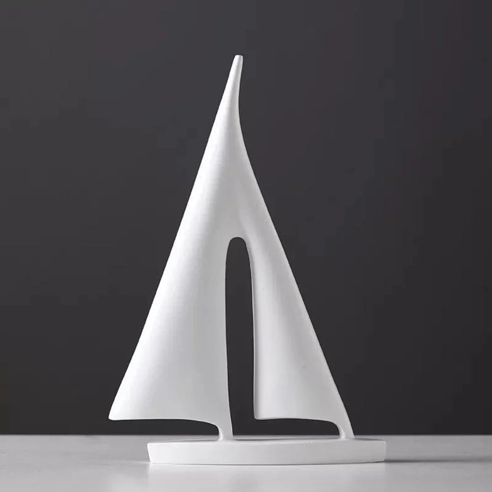 Minimalistisch zeilbootbeeld - Nautische decoratie van polyresin