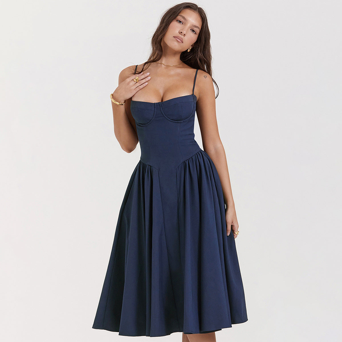 Elegante midi-jurk met corsettop
