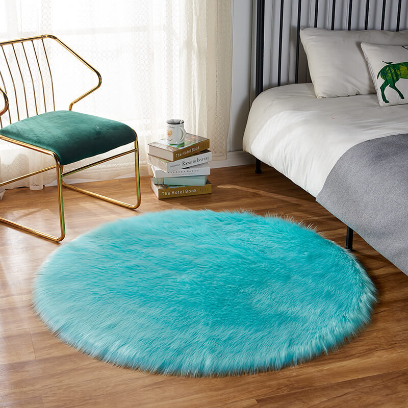 Rond vloerkleed van imitatie schapenvacht - Pool van 6 cm