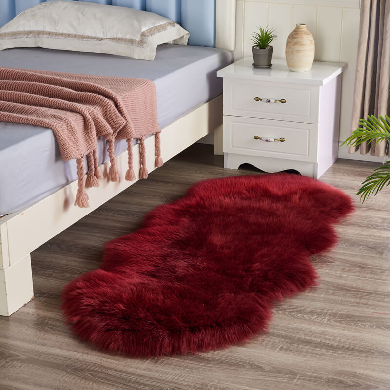 Vloerkleed van imitatie schapenvacht - Suède antislip