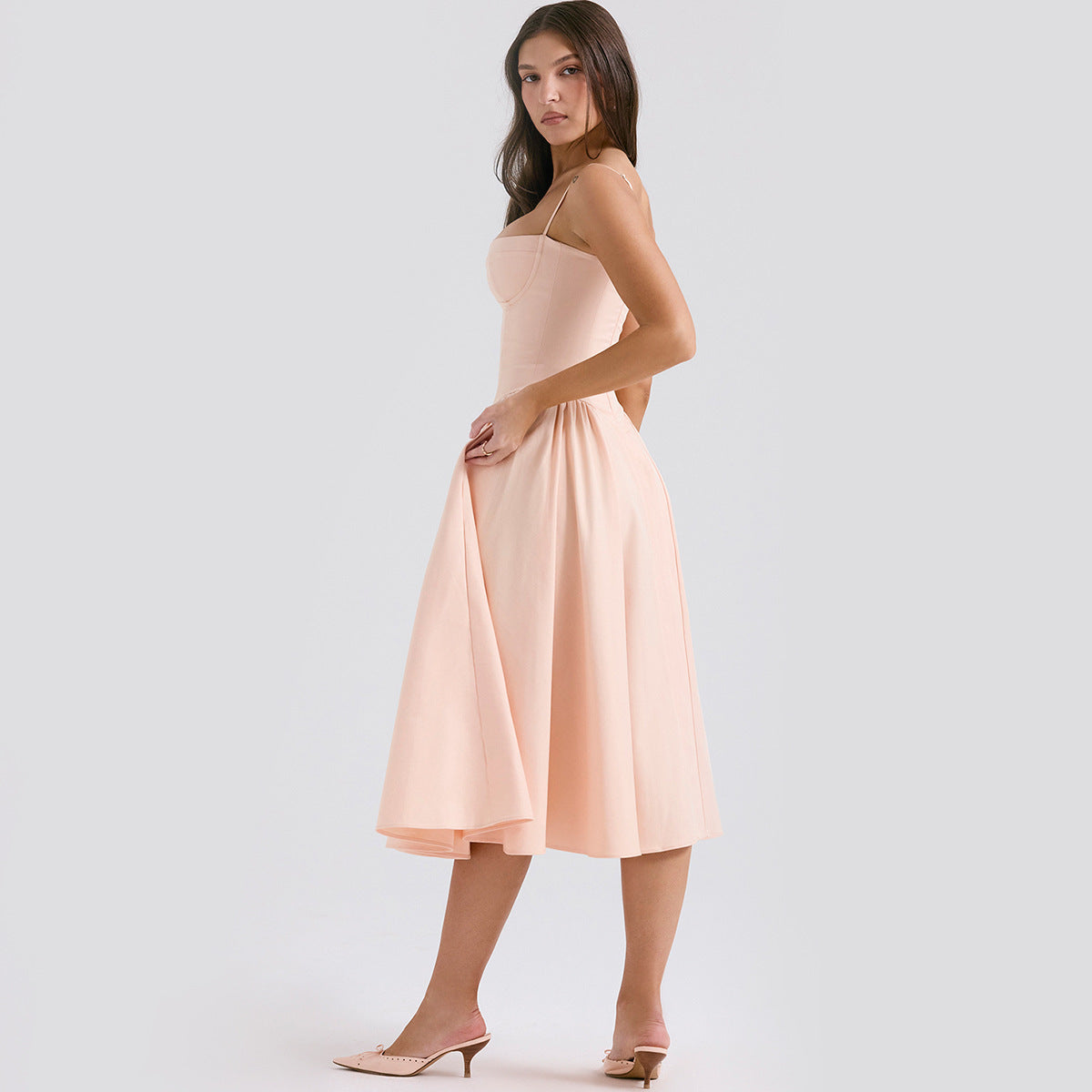 Elegante midi-jurk met corsettop