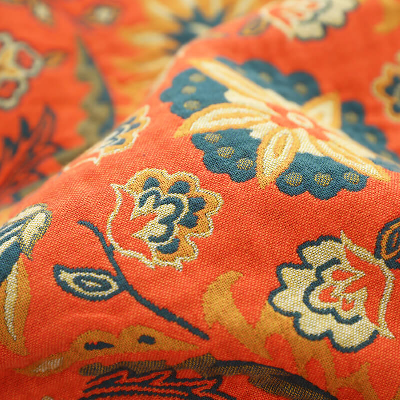 Bohemian katoenen plaid - Omkeerbare bloemen met franjes