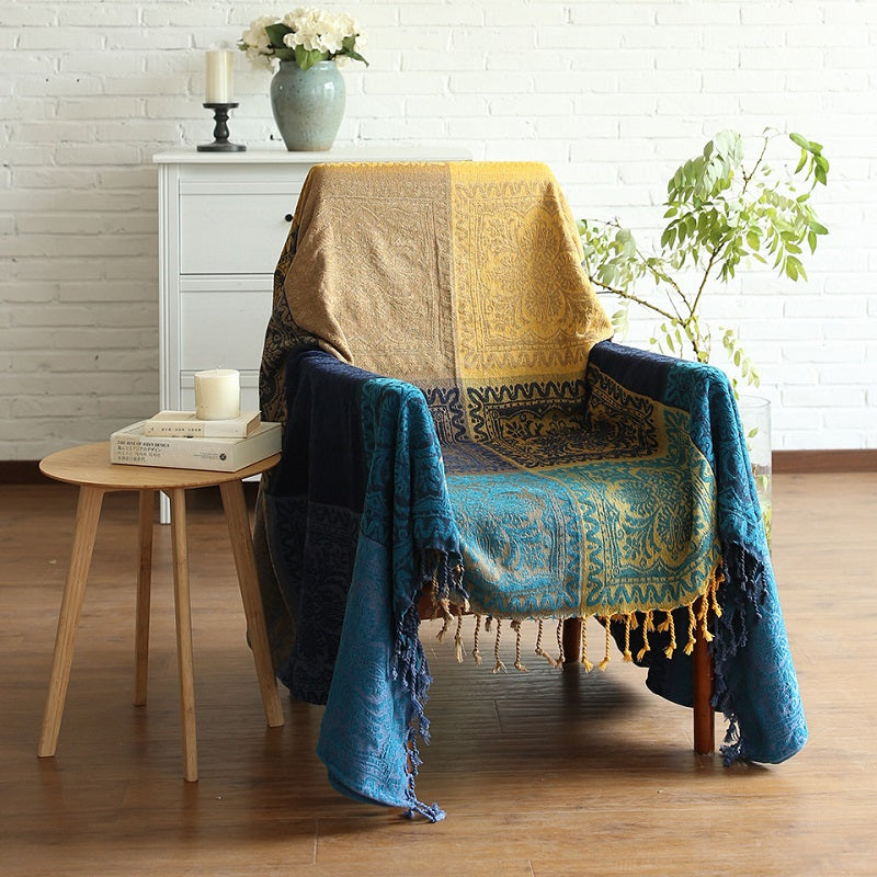 Bohemian chenille plaid - Jacquardpatroon met franjes