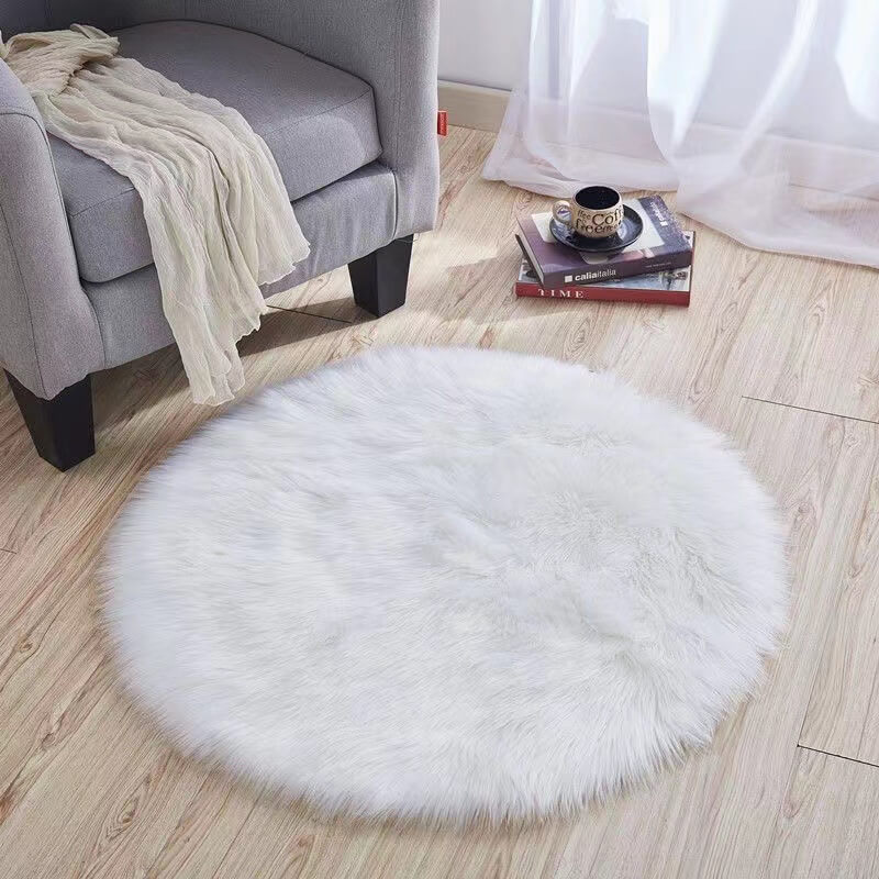 Rond vloerkleed van imitatie schapenvacht - Pool van 6 cm