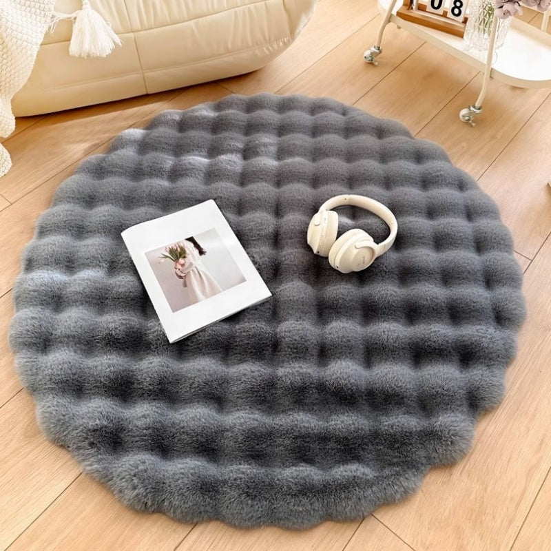 Rond vloerkleed van imitatie konijnenbont - 100-180 cm