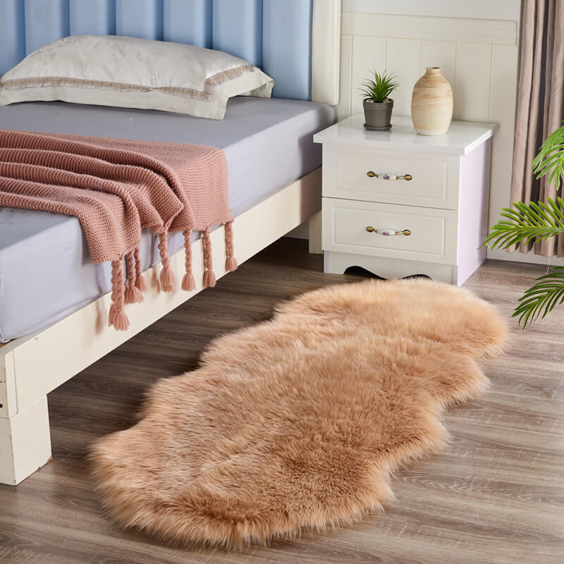 Vloerkleed van imitatie schapenvacht - Suède antislip
