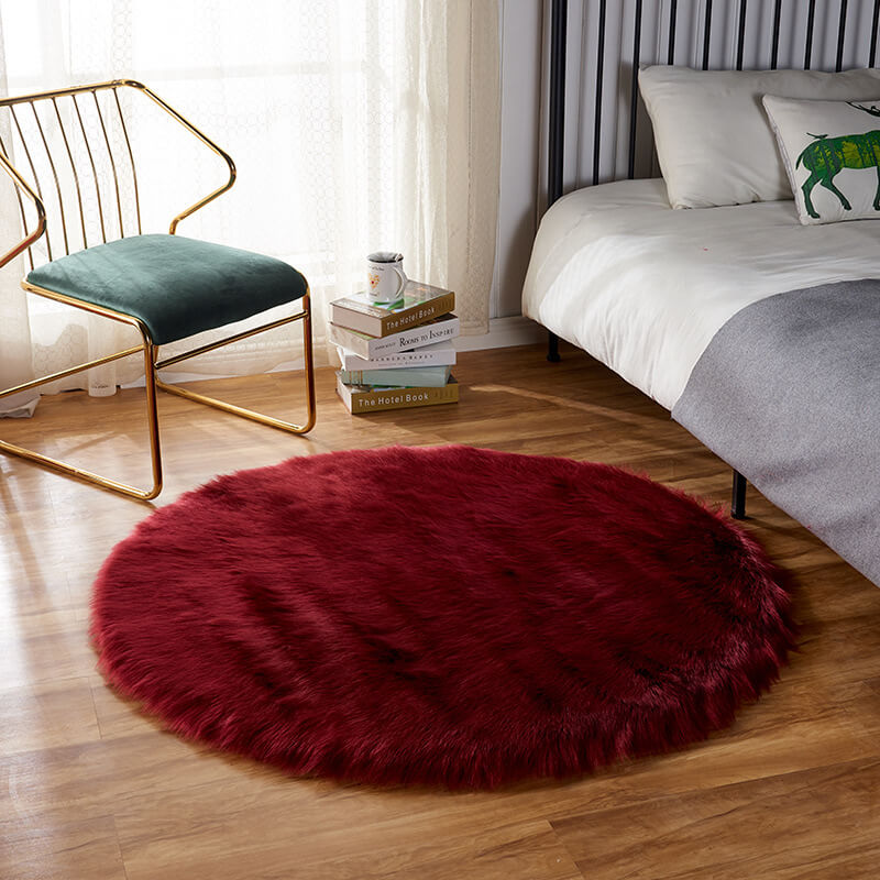 Rond vloerkleed van imitatie schapenvacht - Pool van 6 cm