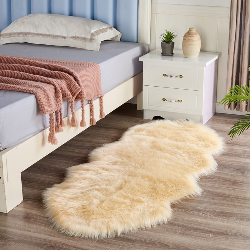 Vloerkleed van imitatie schapenvacht - Suède antislip