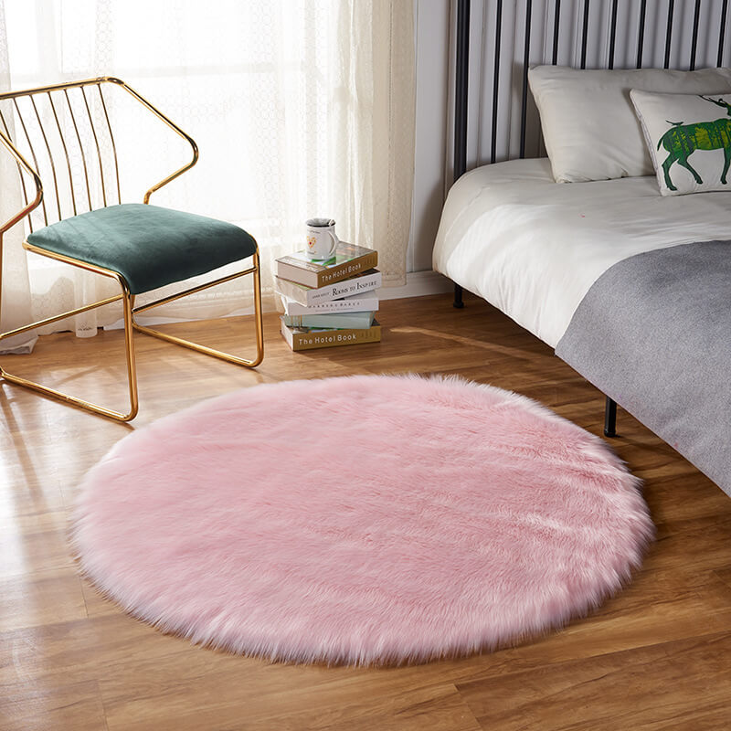Rond vloerkleed van imitatie schapenvacht - Pool van 6 cm