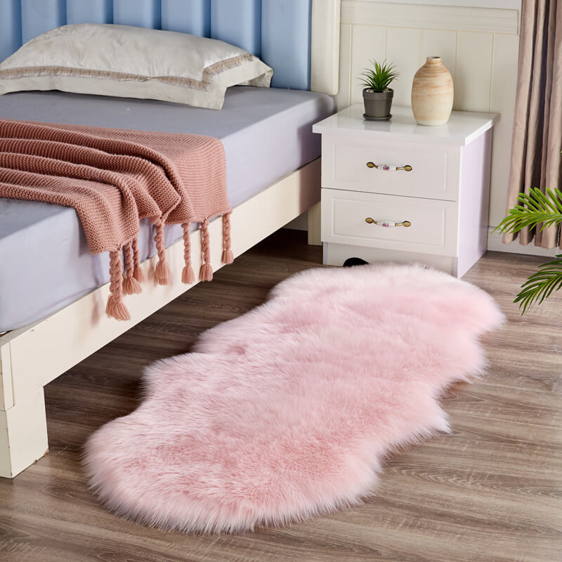 Vloerkleed van imitatie schapenvacht - Suède antislip