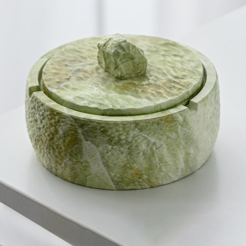 Keramische asbak met deksel - Rond decoratief ontwerp