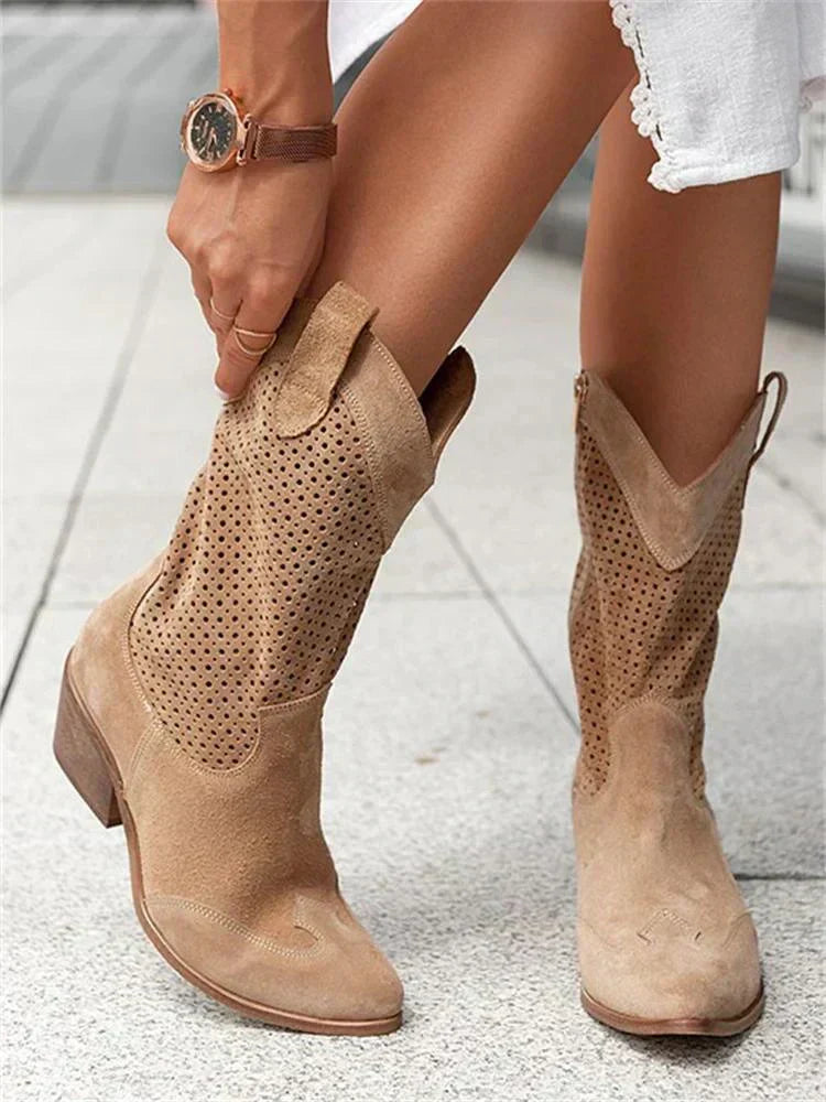 Opengewerkte cowboylaarzen voor dames