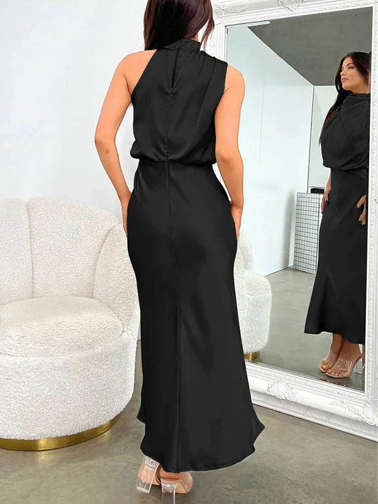 Glanzende asymmetrische midi-jurk voor dames