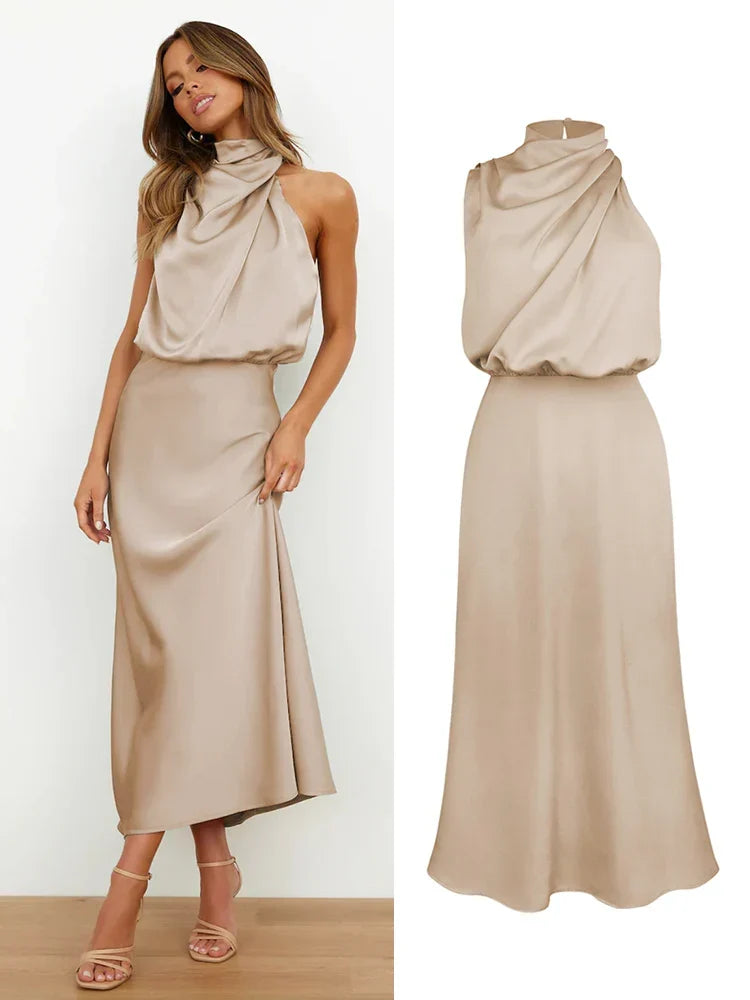 Glanzende asymmetrische midi-jurk voor dames
