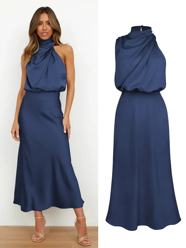 Glanzende asymmetrische midi-jurk voor dames