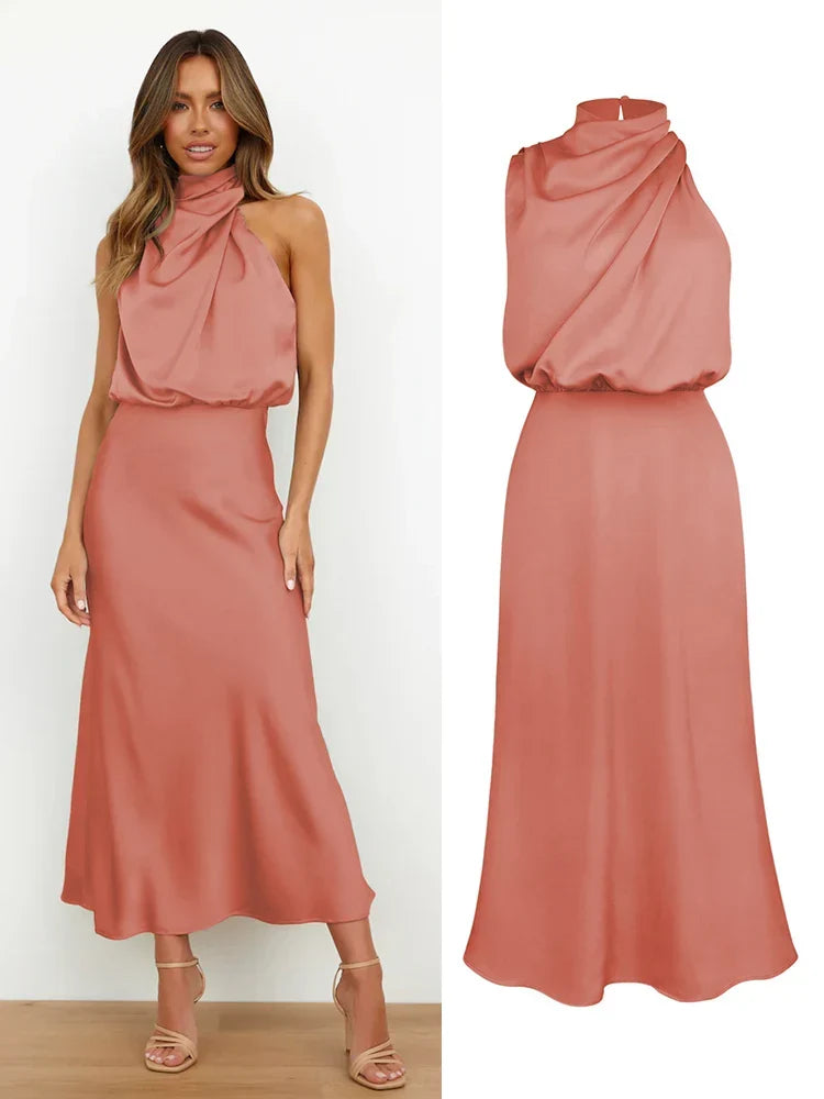 Glanzende asymmetrische midi-jurk voor dames