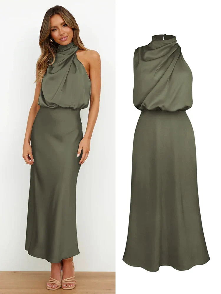 Glanzende asymmetrische midi-jurk voor dames