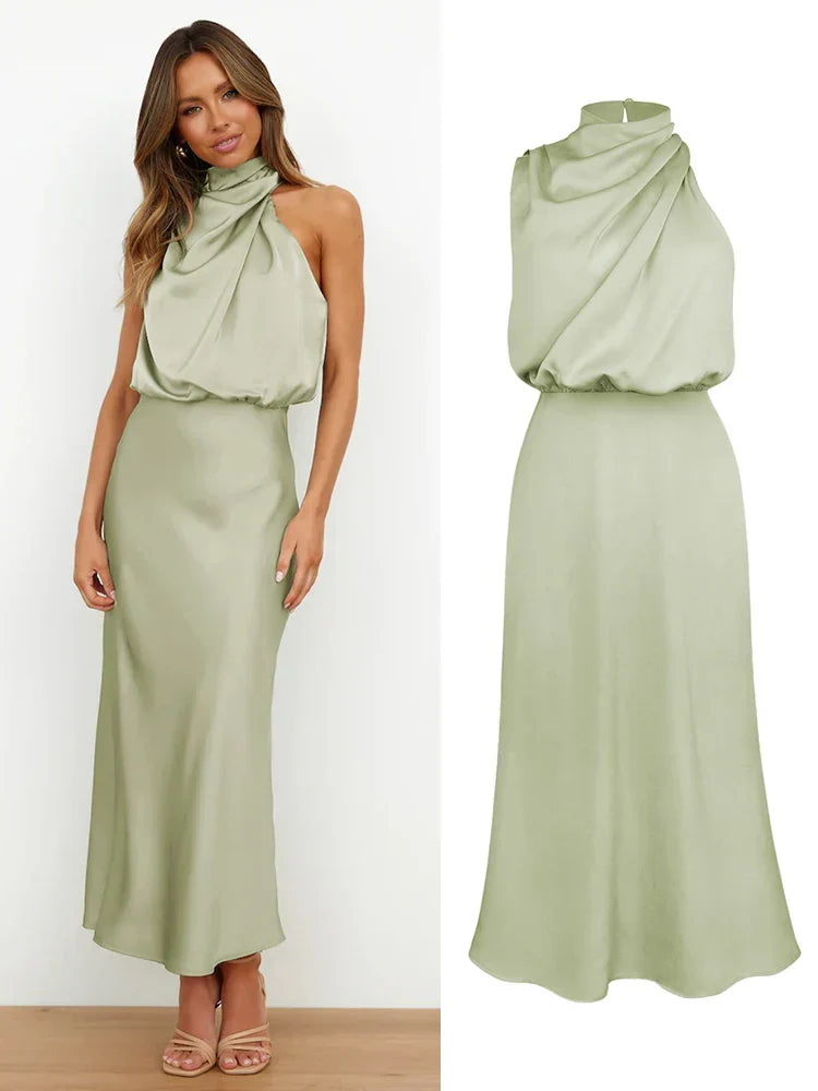 Glanzende asymmetrische midi-jurk voor dames