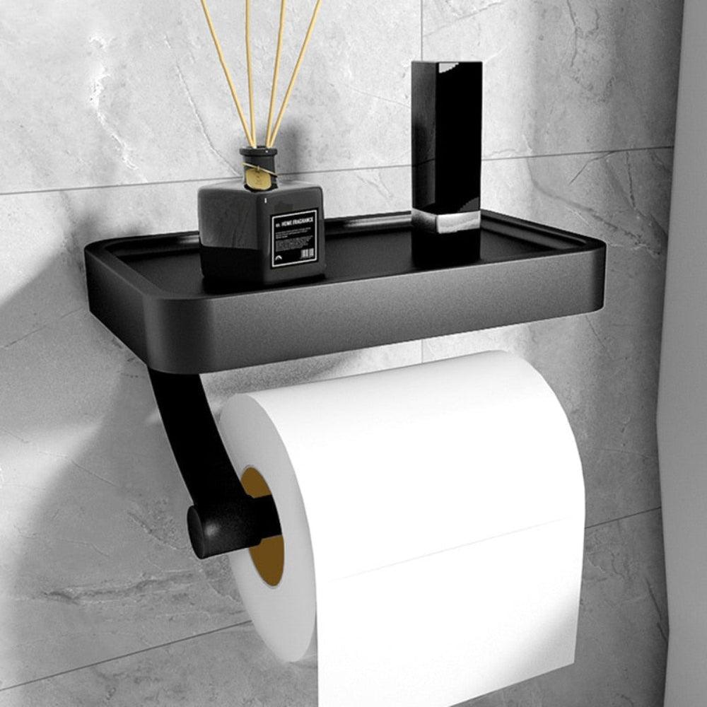 Toiletrolhouder met plank - Zilverkleurig roestvrij staal
