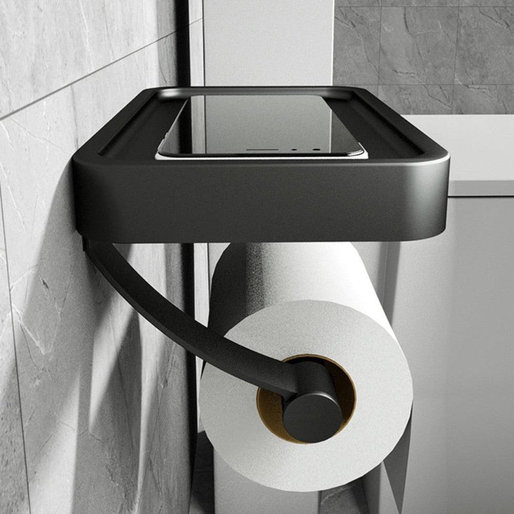 Toiletrolhouder met plank - Zilverkleurig roestvrij staal
