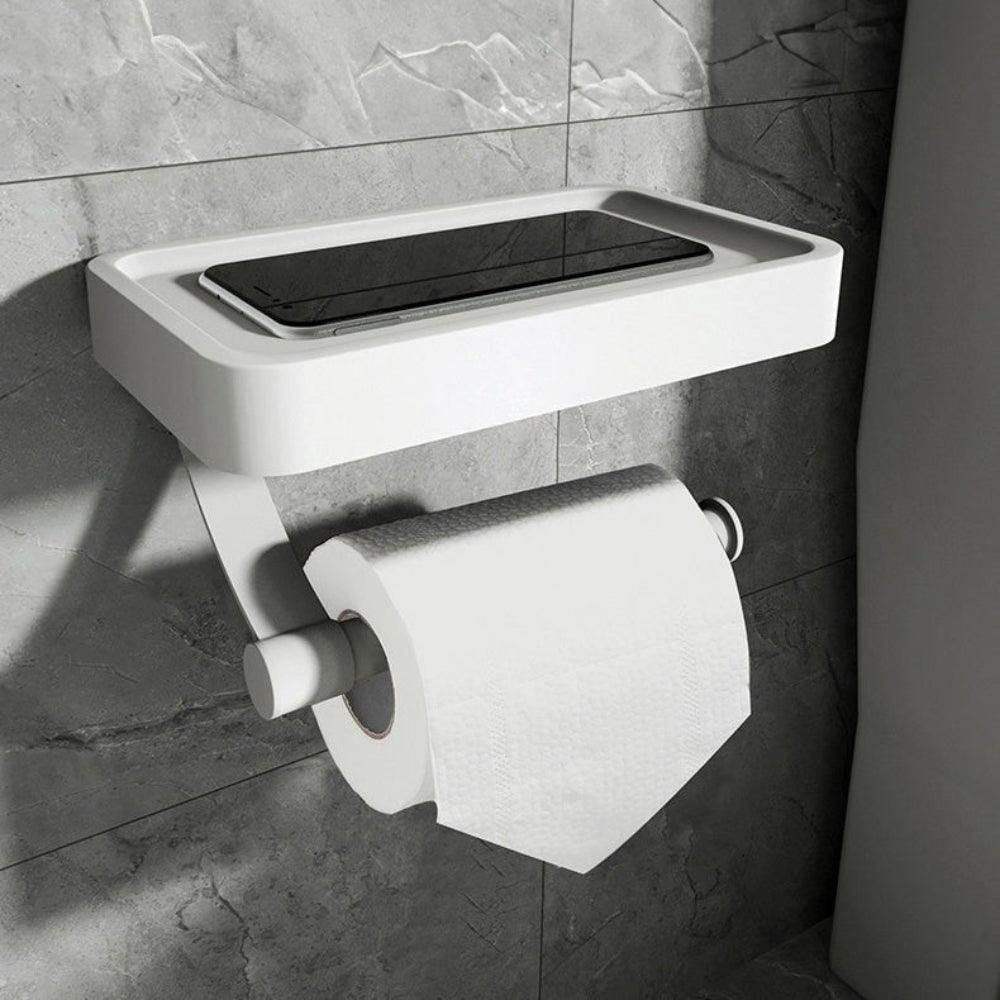 Toiletrolhouder met plank - Zilverkleurig roestvrij staal