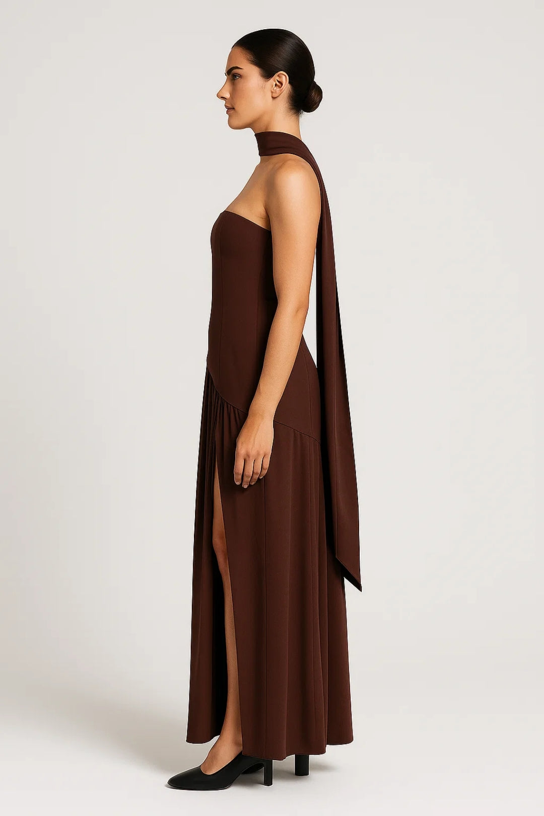 Maxi-jurk met corsettop en halterband