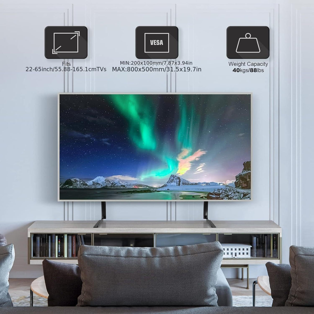 Verstelbare metalen tv-standaardpoten voor tv’s van 55-94 cm