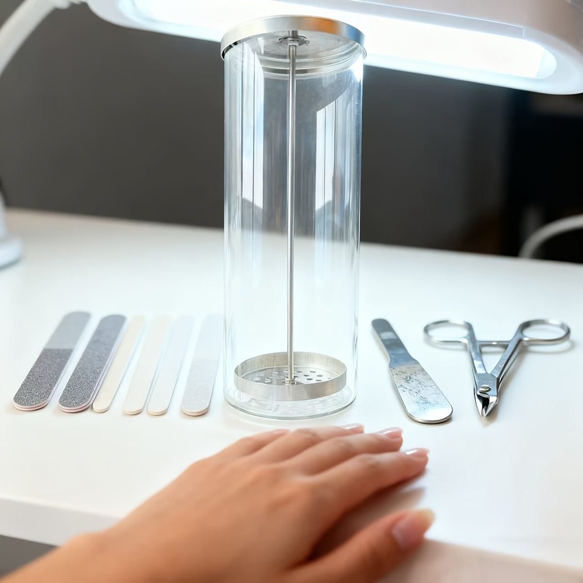 Desinfectiepot voor beautytools van glas en roestvrij staal