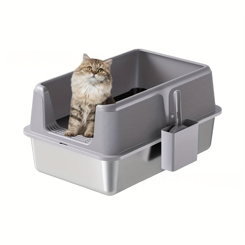 Extra Grote Open Kattenbak van Roestvrij Staal