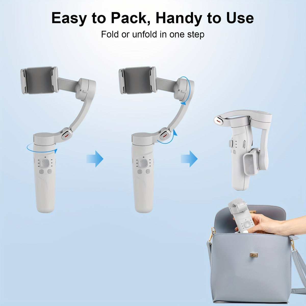 Opvouwbare 3-assige smartphonegimbal met gezichtsvolging