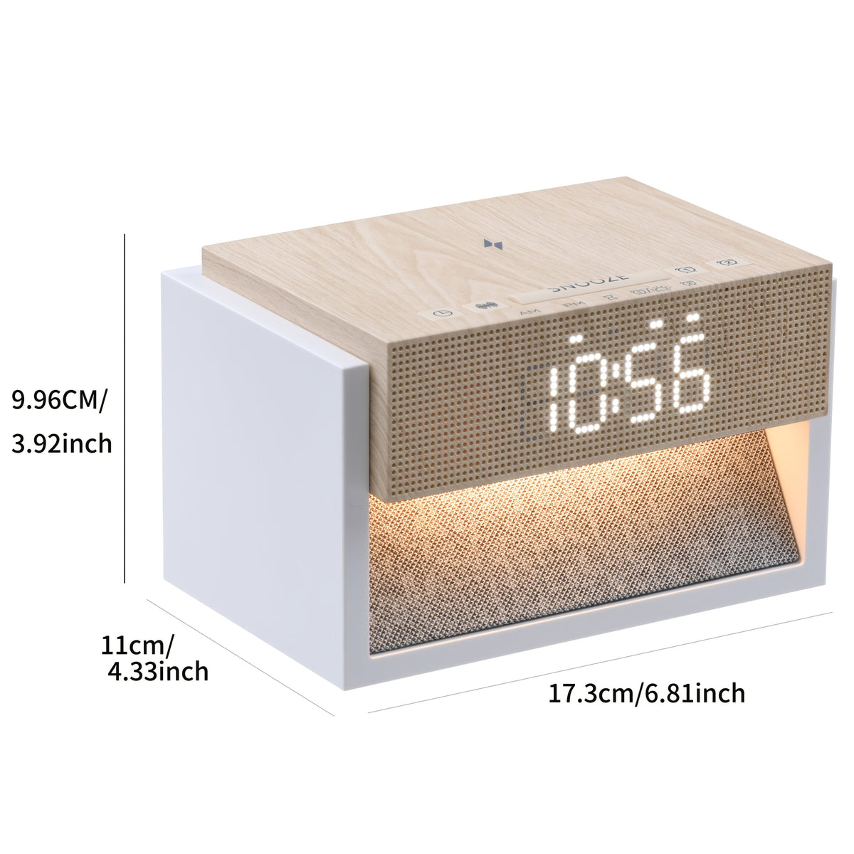 Multifunctionele bedlamp met draadloos opladen en witte ruis