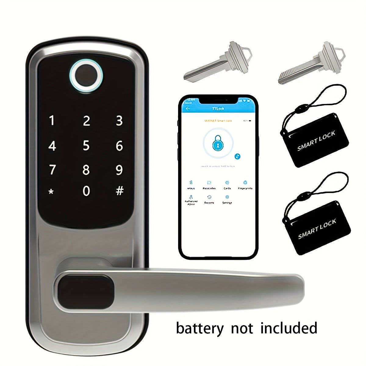 Slim vingerafdrukdeurslot met NFC en deurklink