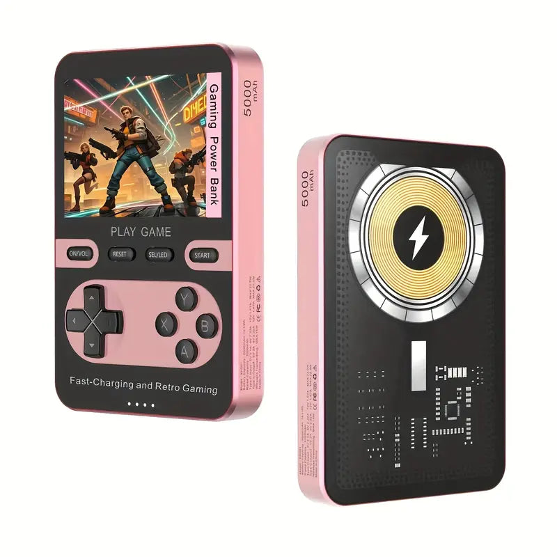 Retro handheld spelconsole met 5000mAh-powerbank