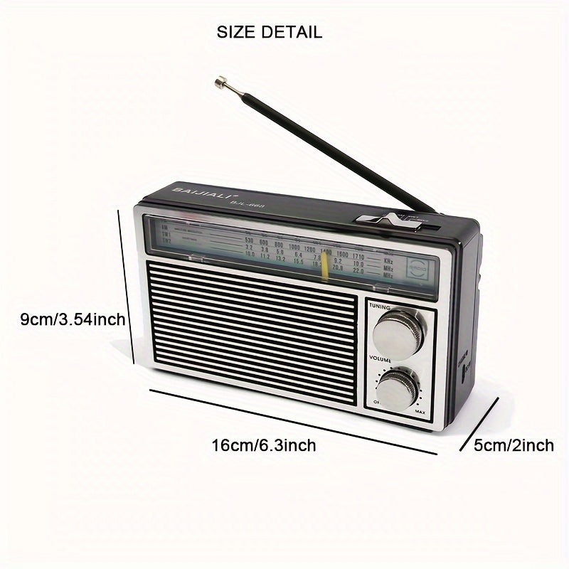 Draagbare retro radio met AM, FM en korte golf