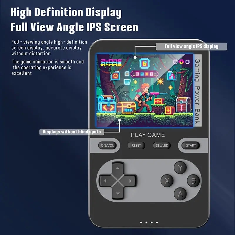 Retro handheld spelconsole met 5000mAh-powerbank