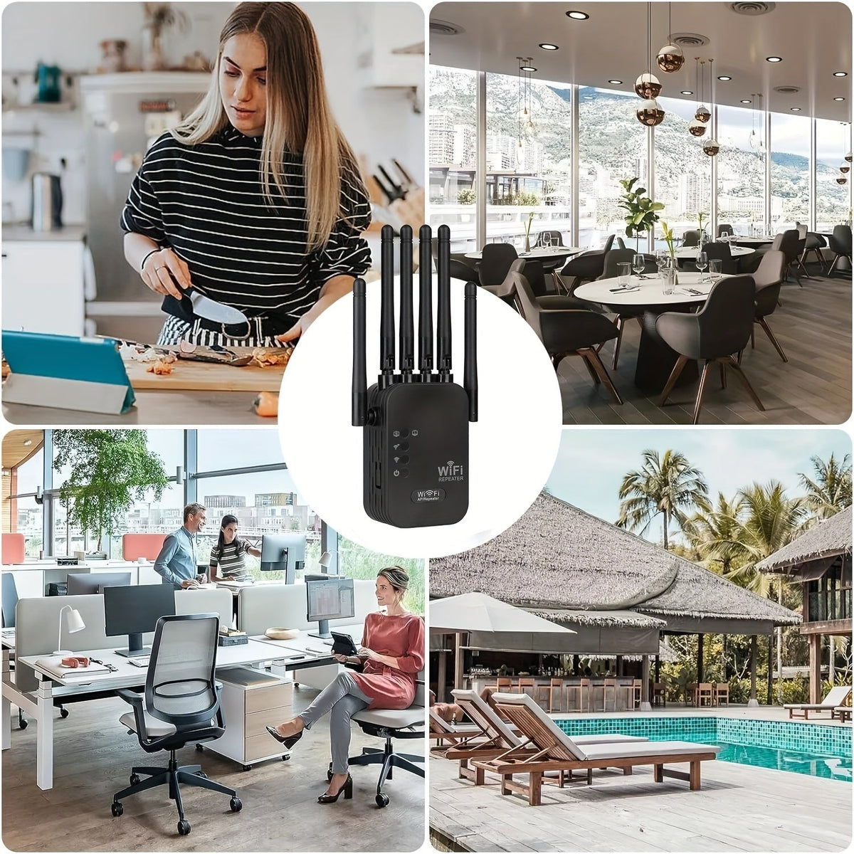 Dual-band wifi 6-bereikvergroter met zes antennes
