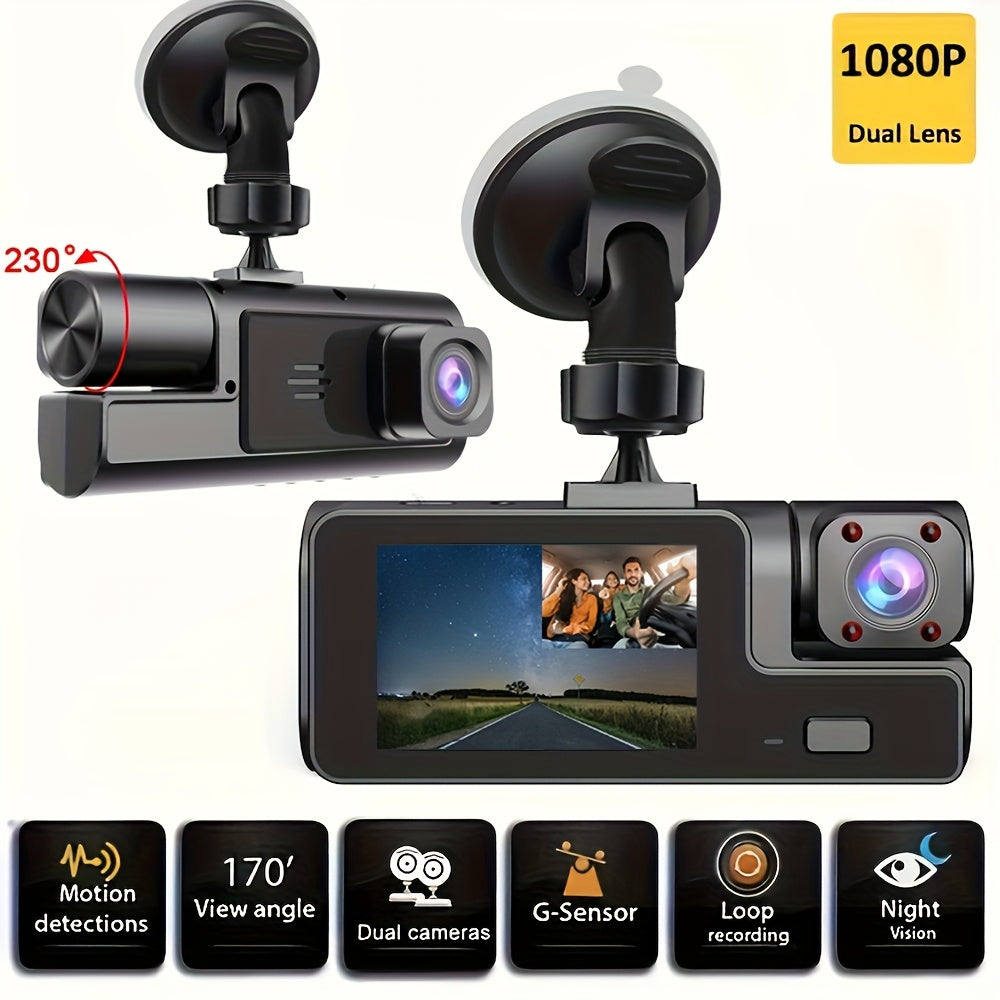1080p dubbele dashcam voor weg en interieur