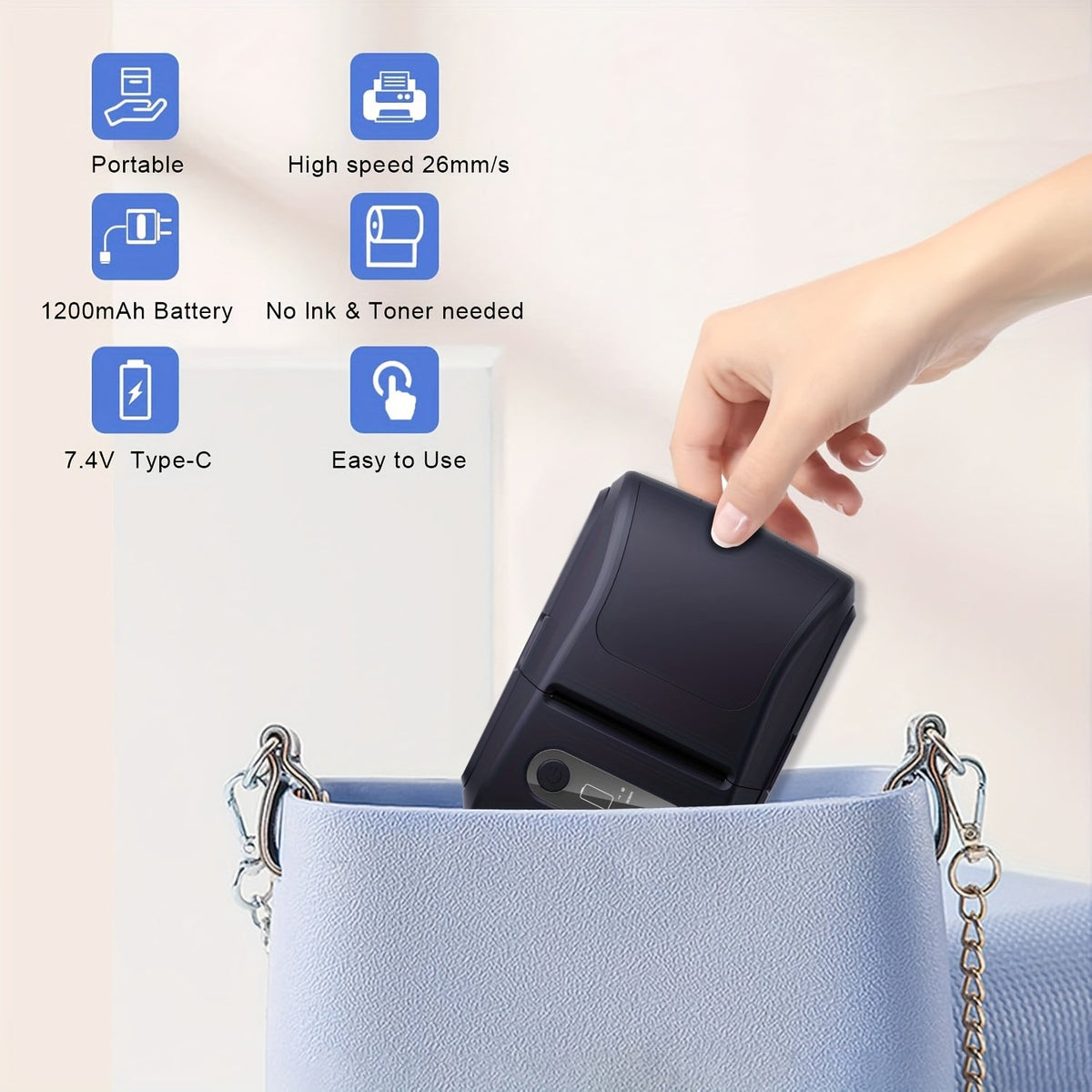 Draadloze mini-labelprinter voor smartphones