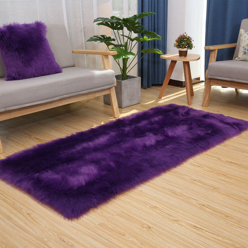 Pluizig vloerkleed van imitatiebont - Suède achterzijde