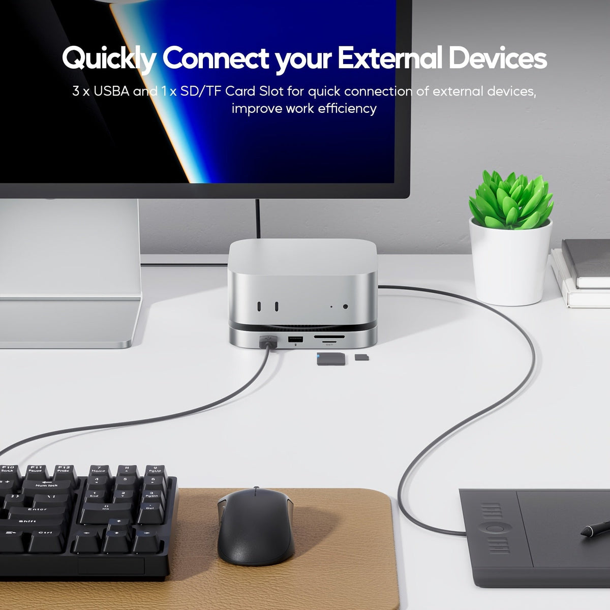USB-C-hubstand met M.2 SSD-behuizing en 4K-uitgang