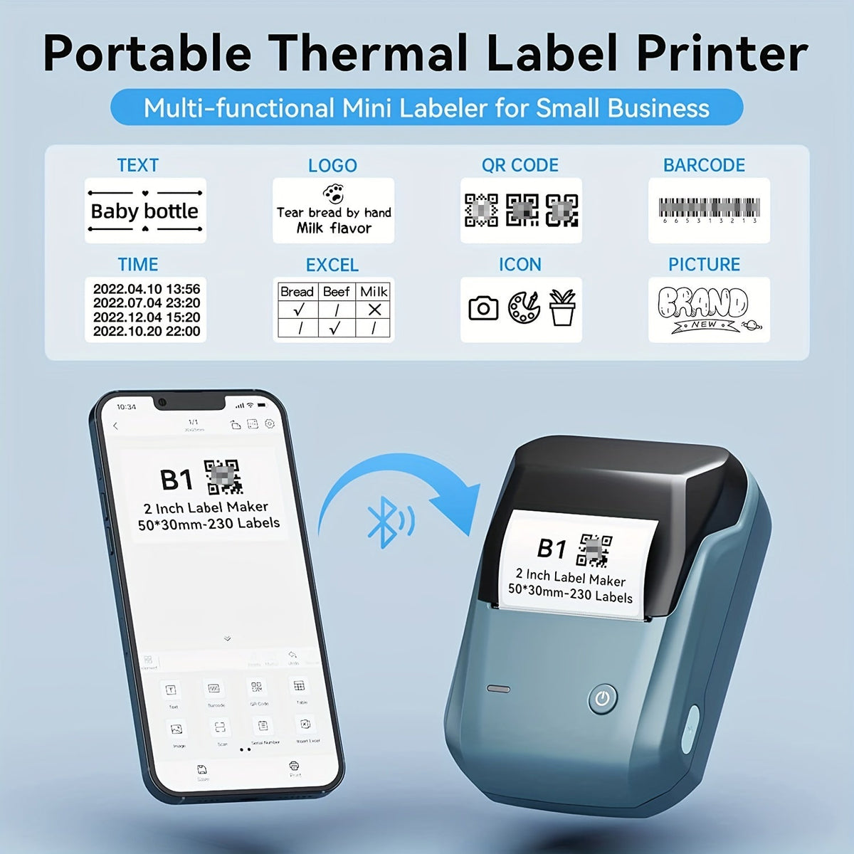 Draadloze thermische labelprinter voor smartphones
