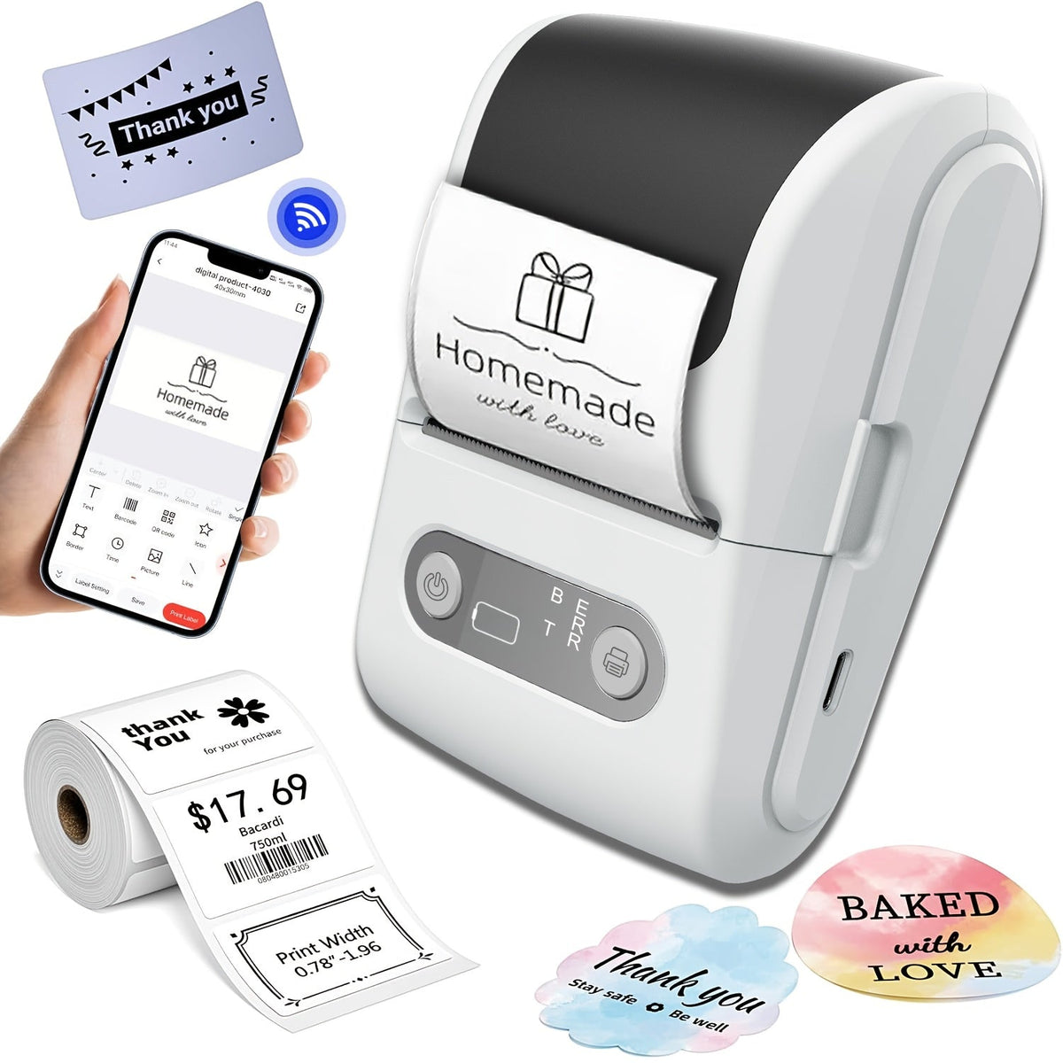 Draadloze mini-labelprinter voor smartphones
